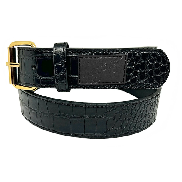 Loosey Croc Skin Belt, Black