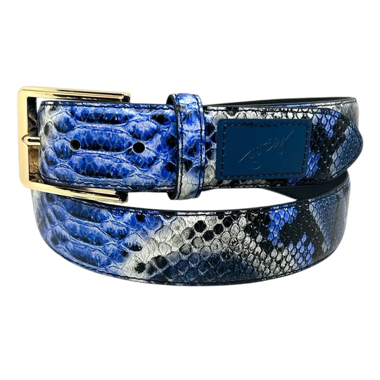 Premium Snakeskin Belt, Blue
