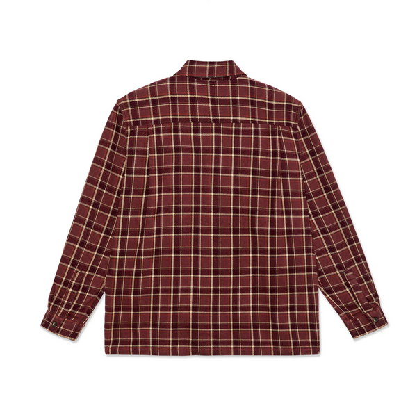 Polar Skate Co. Mike L/S Flannel Shirt, Oxblood Check