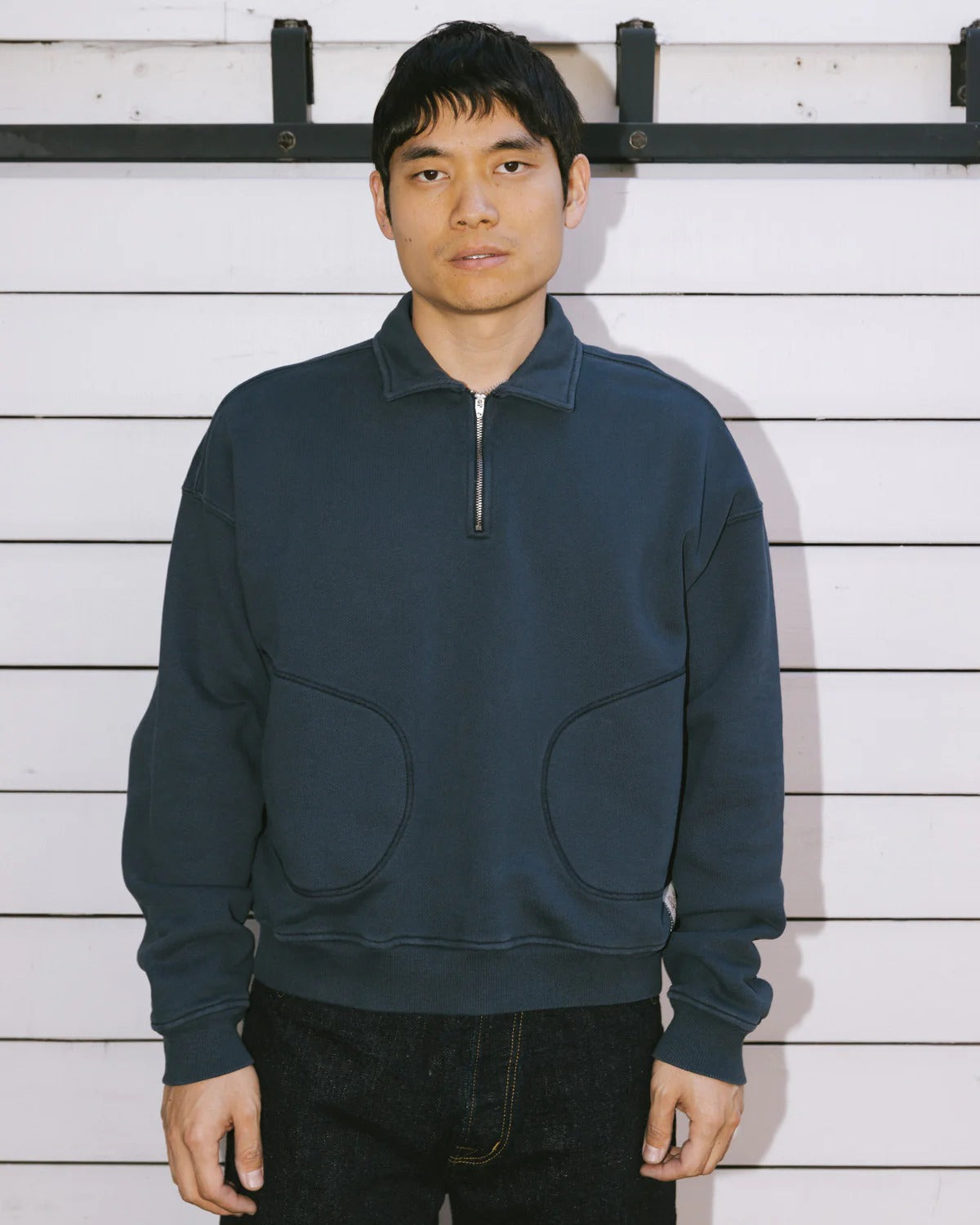 Half-Zip Collared Sweatshirt, Midnight