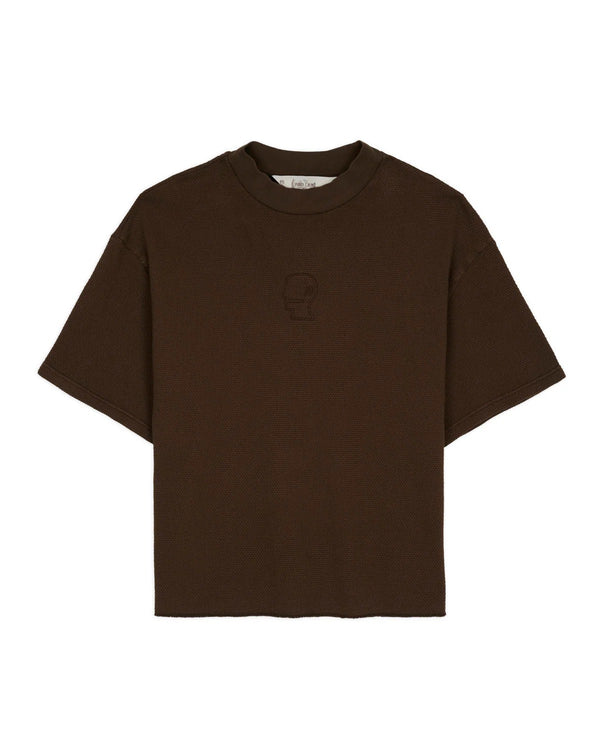 Brain Dead Boxy Thermal Mock Neck Tee, Brown