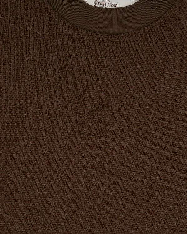 Brain Dead Boxy Thermal Mock Neck Tee, Brown