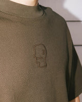 Boxy Thermal Mock Neck Tee, Brown