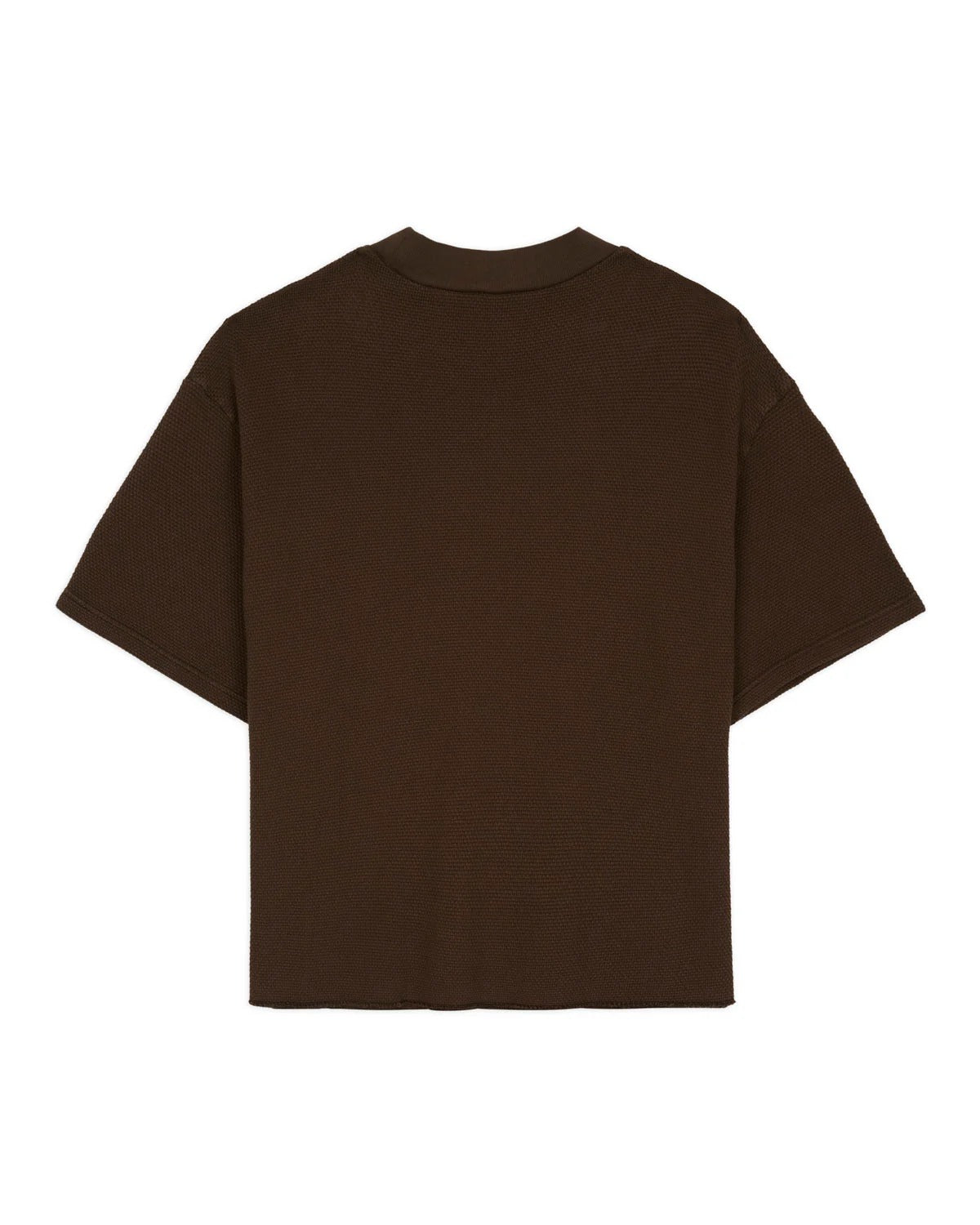 Boxy Thermal Mock Neck Tee, Brown