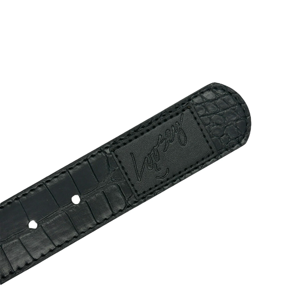 Loosey Croc Skin Belt, Black