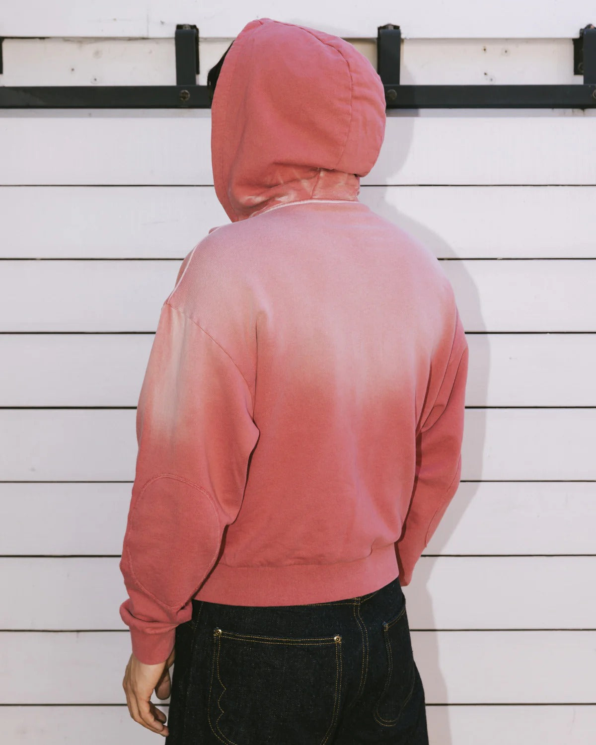 Padded Elbow Zip-Thru Pullover, Brick