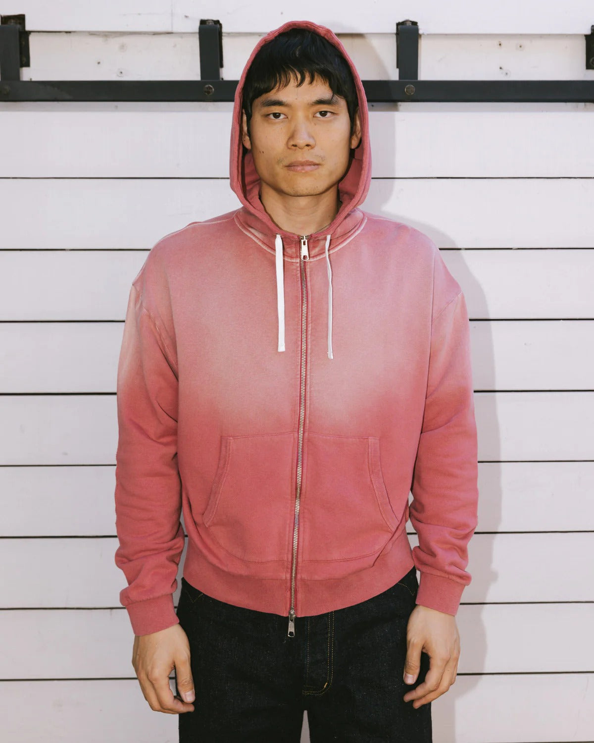 Padded Elbow Zip-Thru Pullover, Brick