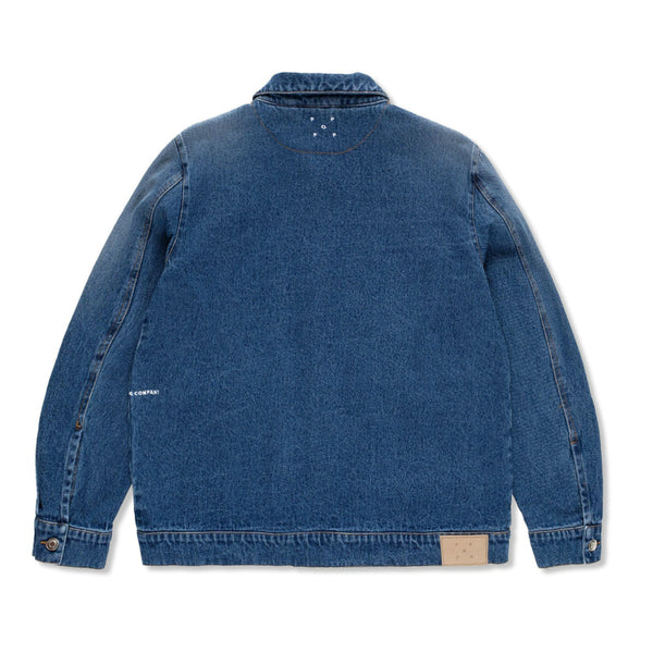 POP Trading Company Full Button Denim Jacket, Rinsed Denim