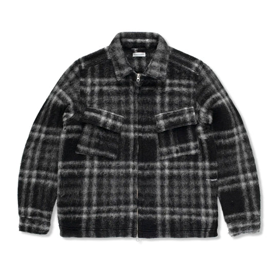 Checked Wool Shirt Jacket, Black / Charcoal