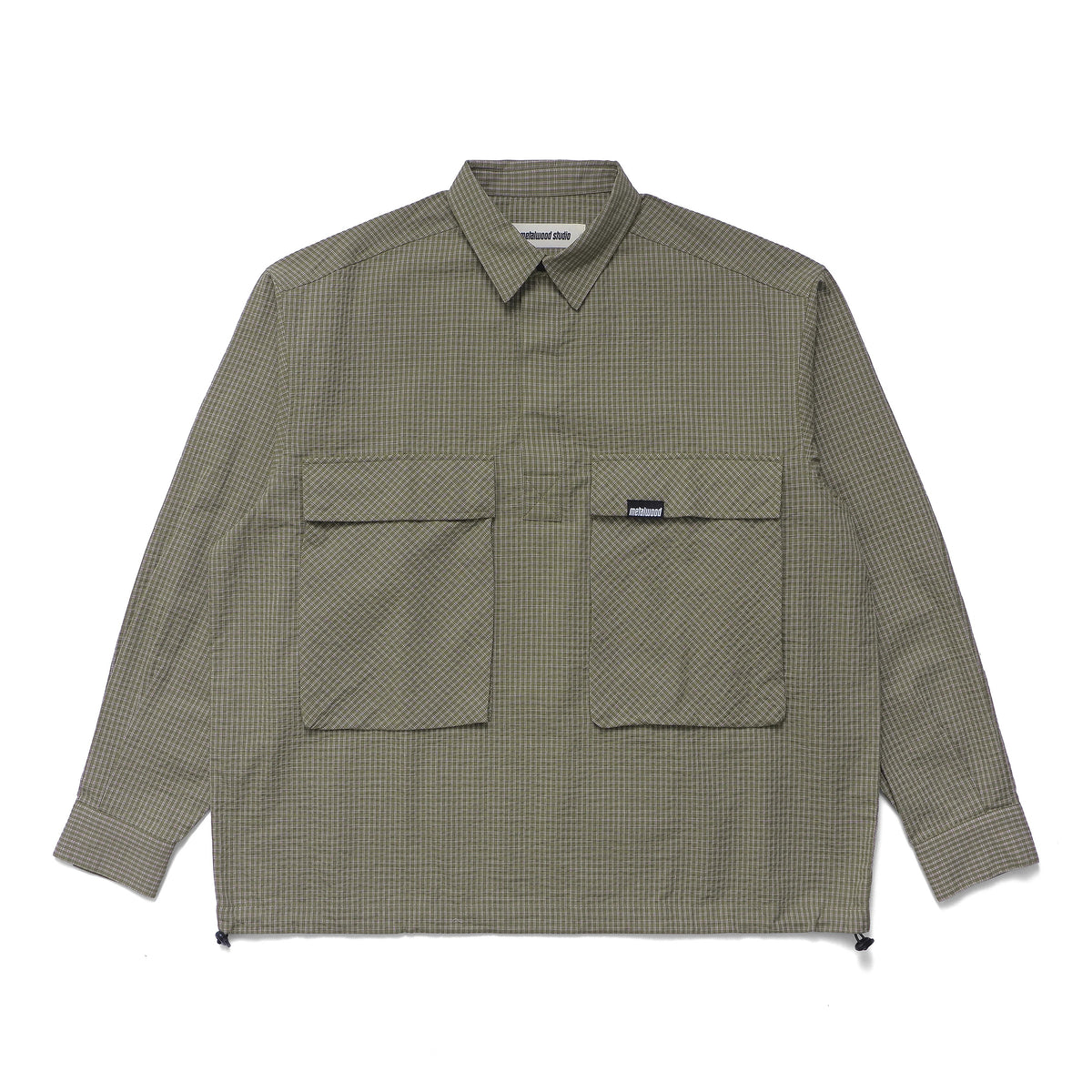 Plaid Tactical Overshirt, Green/White