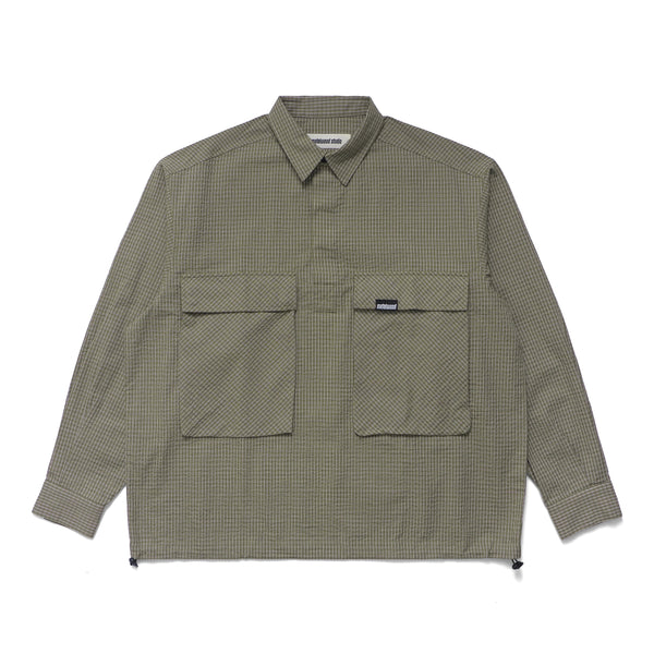 Metalwood Plaid Tactical Overshirt, Green/White