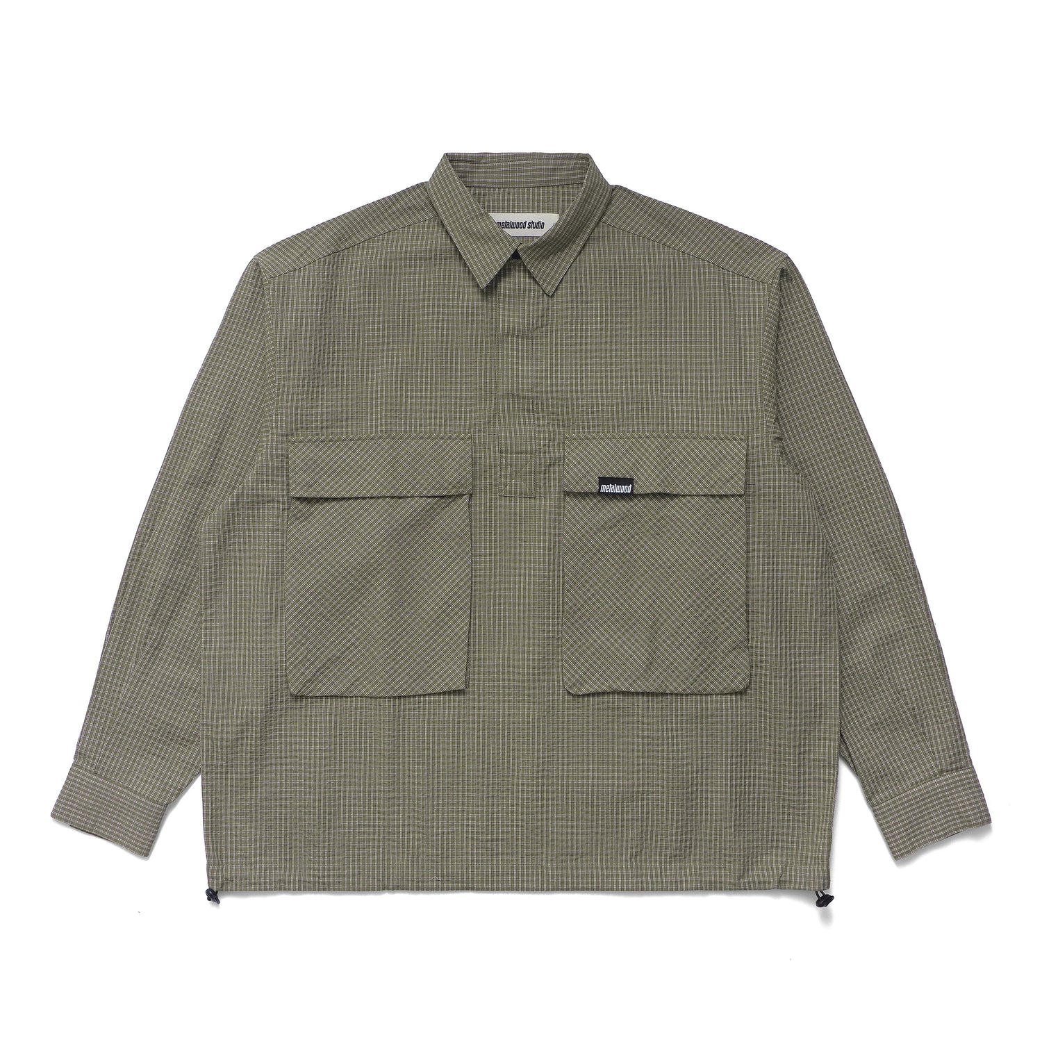 Plaid Tactical Overshirt, Green/White