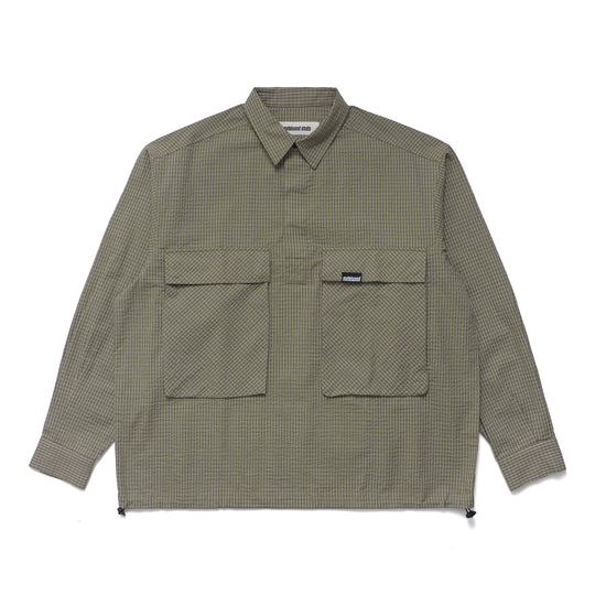 Plaid Tactical Overshirt, Green/White