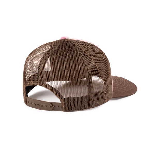 Lilypad Lilypad Custom 6 Panel Unstructured Mesh Hat, Pink / Blue Flannel & Brown