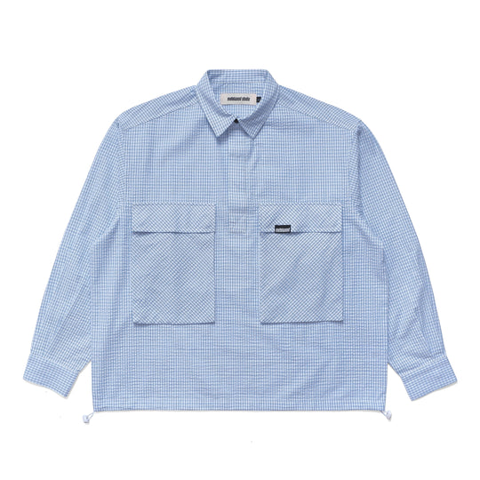 Plaid Tactical Overshirt, White/Blue