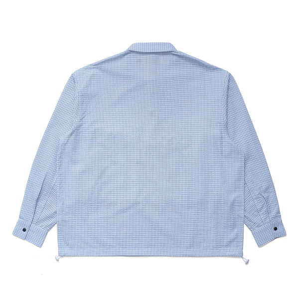 Metalwood Plaid Tactical Overshirt, White/Blue