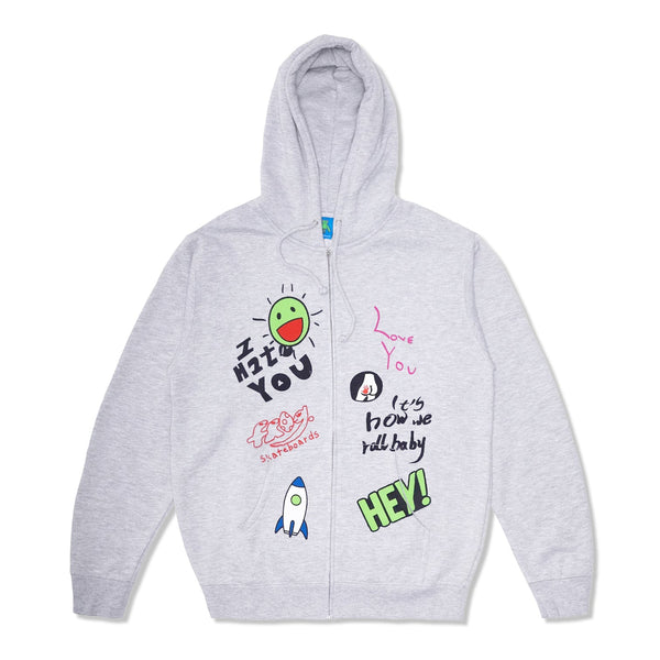 Frog Skateboards Love/Hate Zip-Thru Pullover, Ash