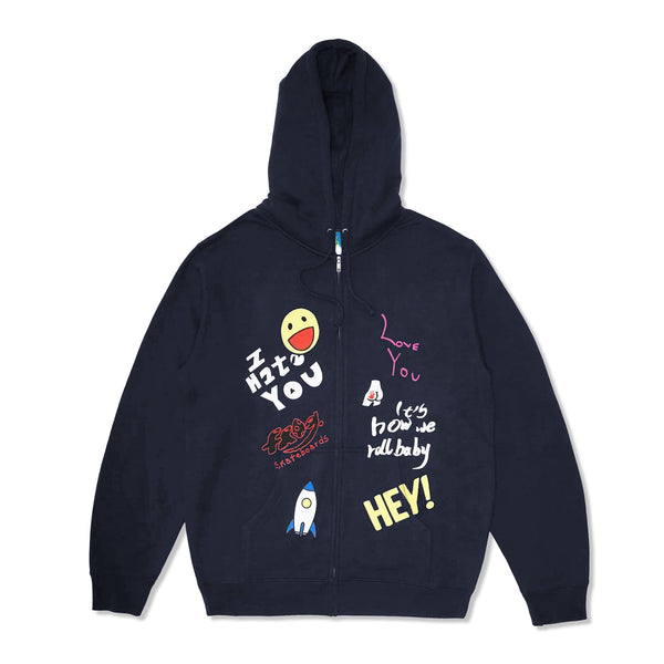 Frog Skateboards Love/Hate Zip-Thru Pullover, Navy