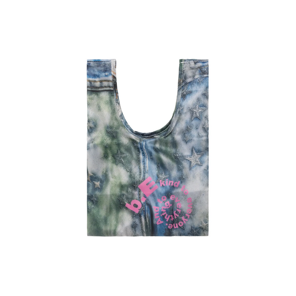 b.Eautiful Star Denim Reusable Bag Mini, Grey / Pink