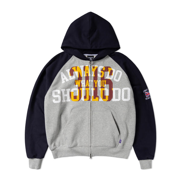 Always Do What You Should Do Jersey Raglan Zip YP Hoodie, Heather Grey