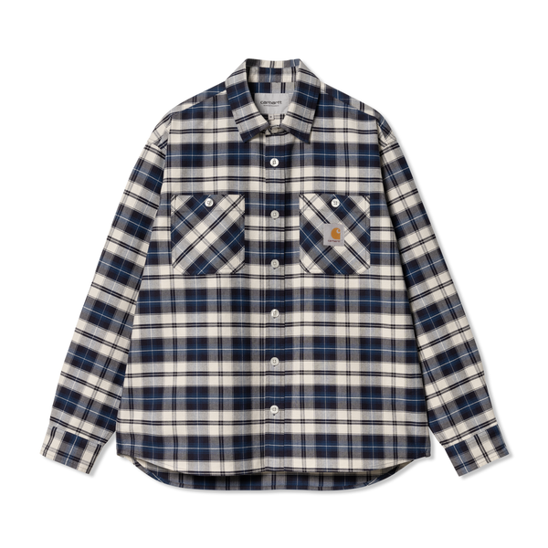 Carhartt WIP L/S Tarbell Shirt, Dark Navy / White