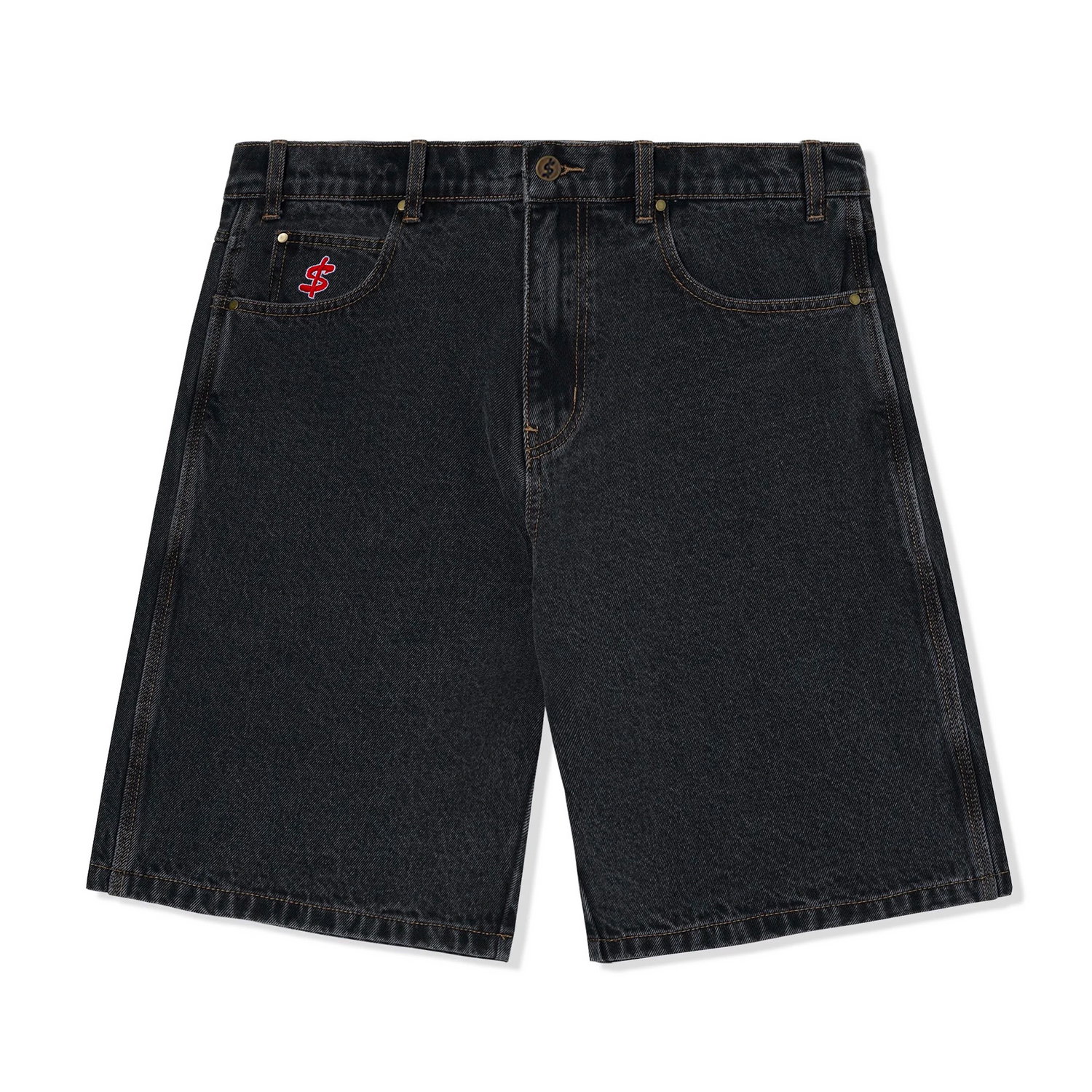 Logo Denim Shorts, Washed Black  