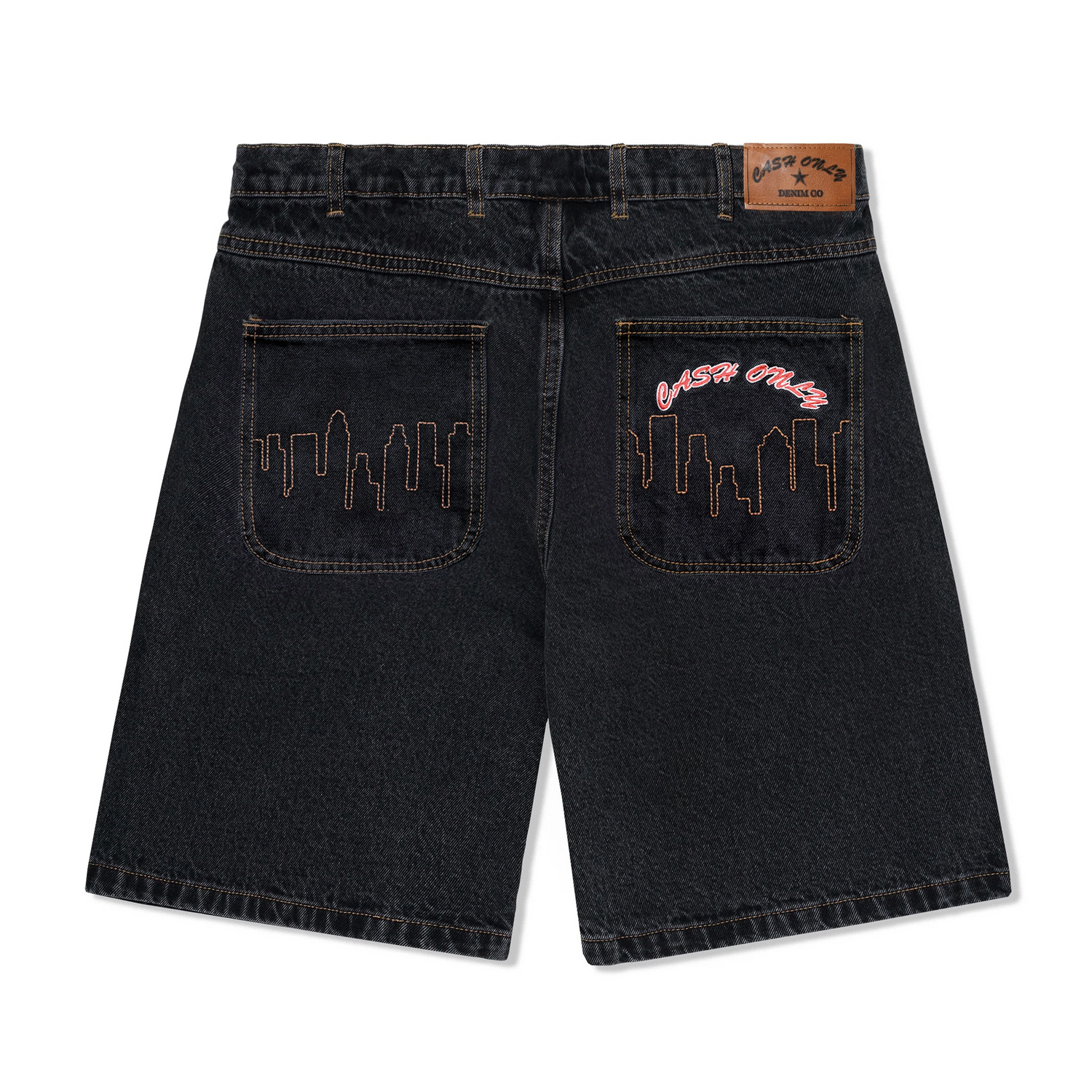 Logo Denim Shorts, Washed Black  