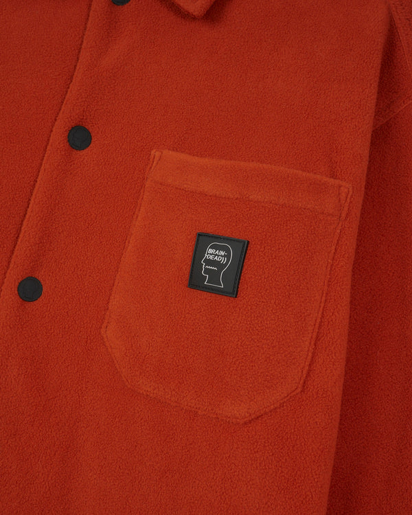 Brain Dead Polar Fleece Climber Shirt, Burnt Orange