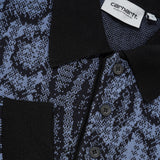 L/S Snake Polo, Camo Jacquard, Velvet Blue