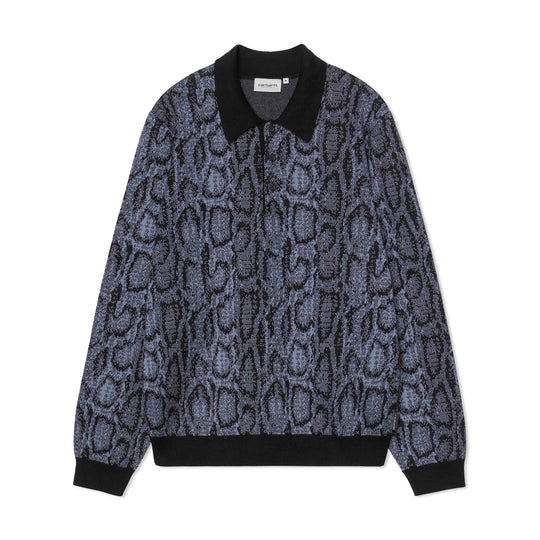 L/S Snake Polo, Camo Jacquard, Velvet Blue