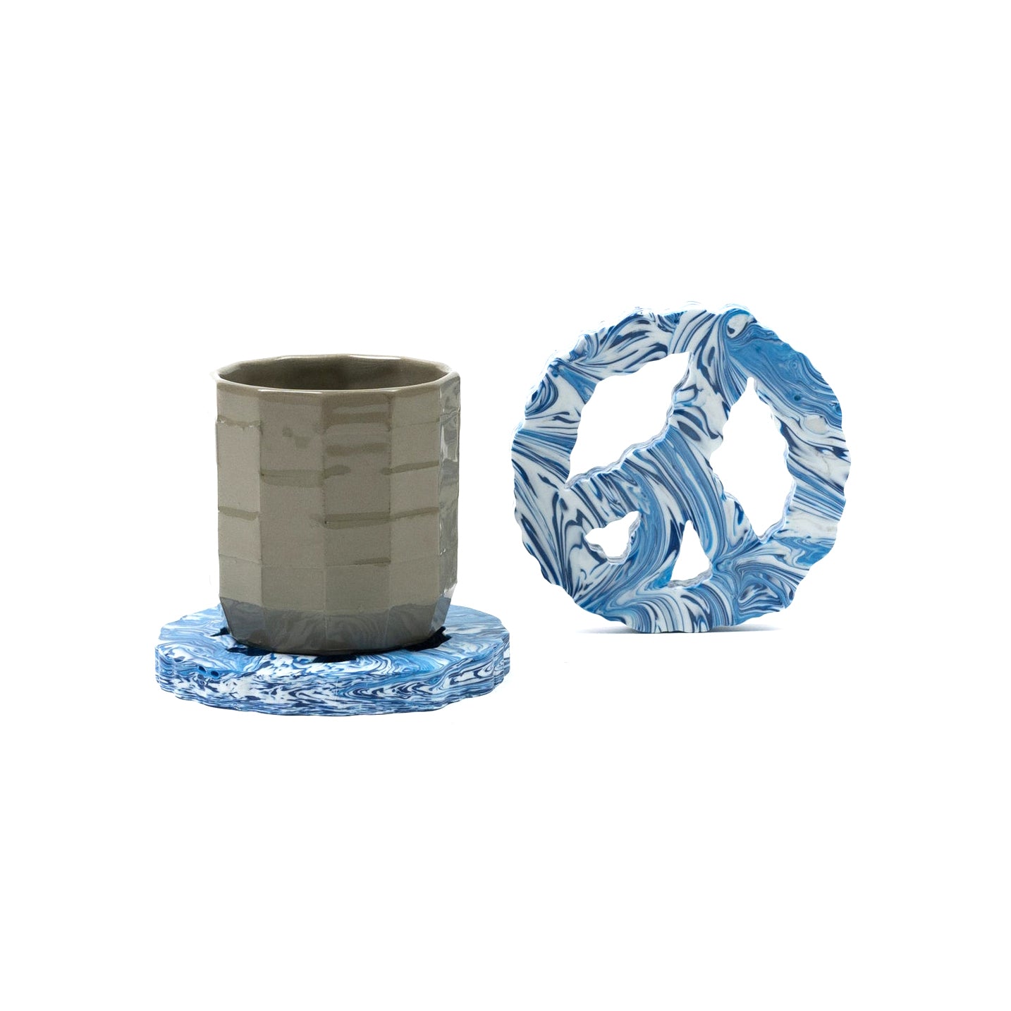 Clouded Peace Coaster Set, Blue Wave