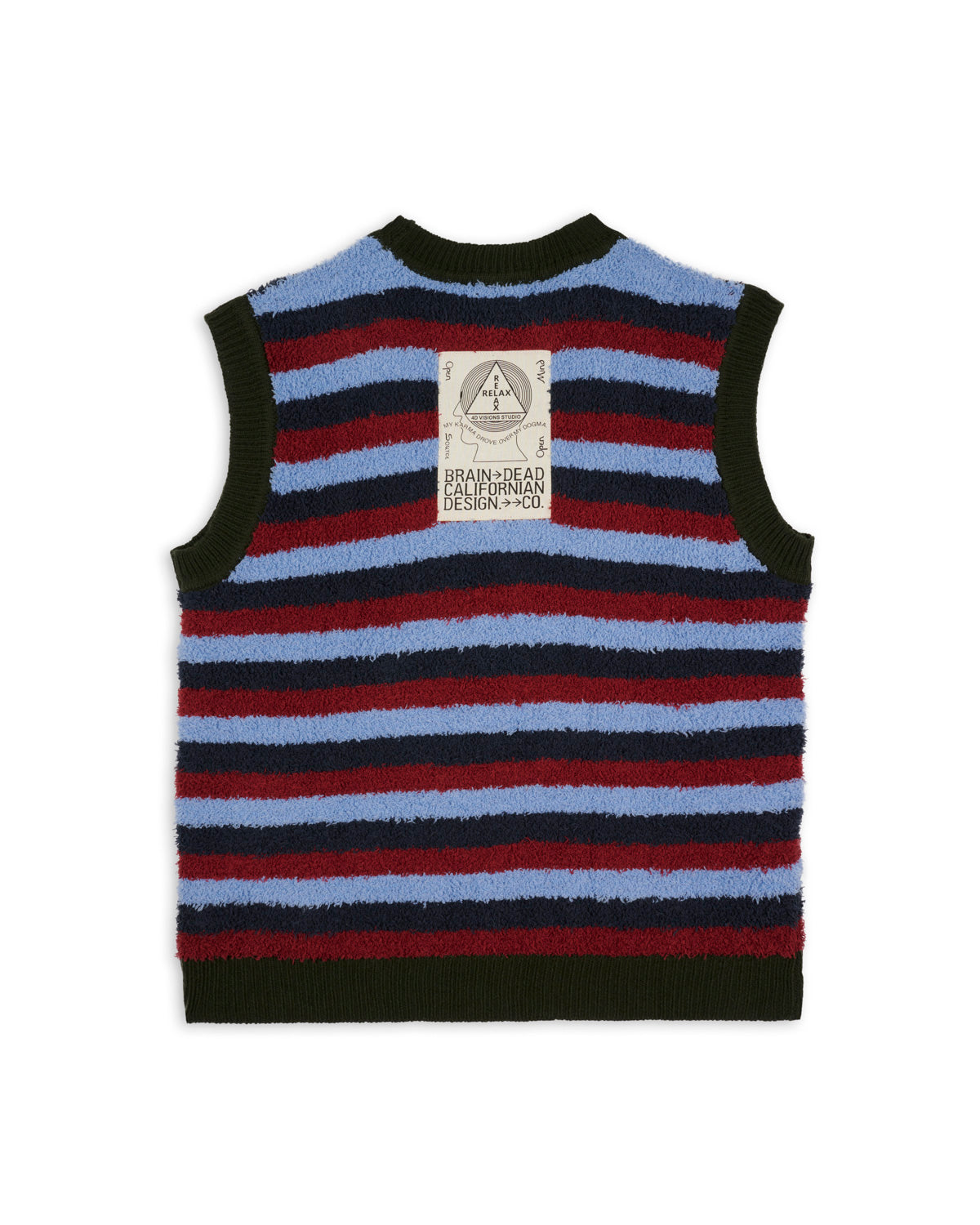Teddy Fur Striped Vest, Blue Multi