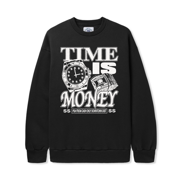Cash Only Time Crewneck, Black