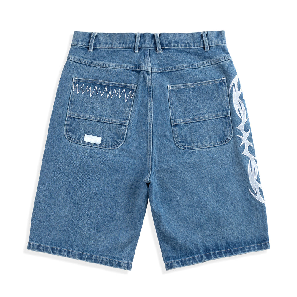 Tribal Denim Shorts, Medium Blue