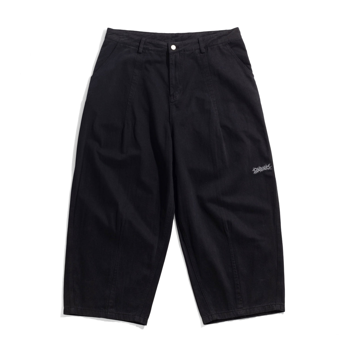 Wide Leg Canvas Pants, Black