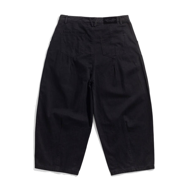 Velvet Wide Leg Canvas Pants, Black