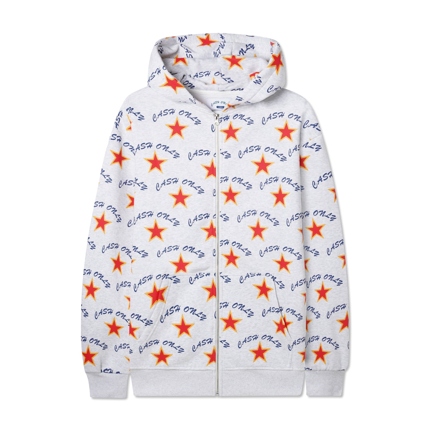 All Over Print Zip Thru Pullover, Ash Grey