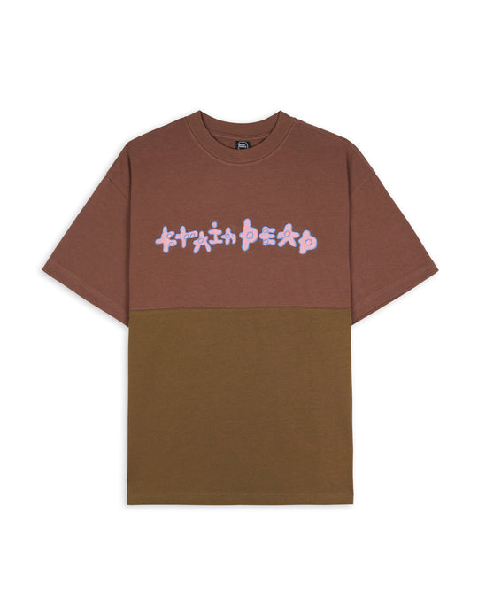 Amoeba Football Tee, Brown / Olive
