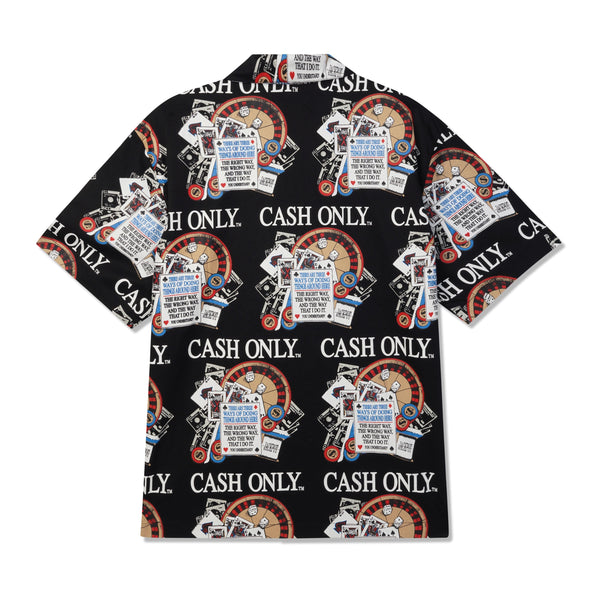 Cash Only Casino Button Up S/S Shirt, Black