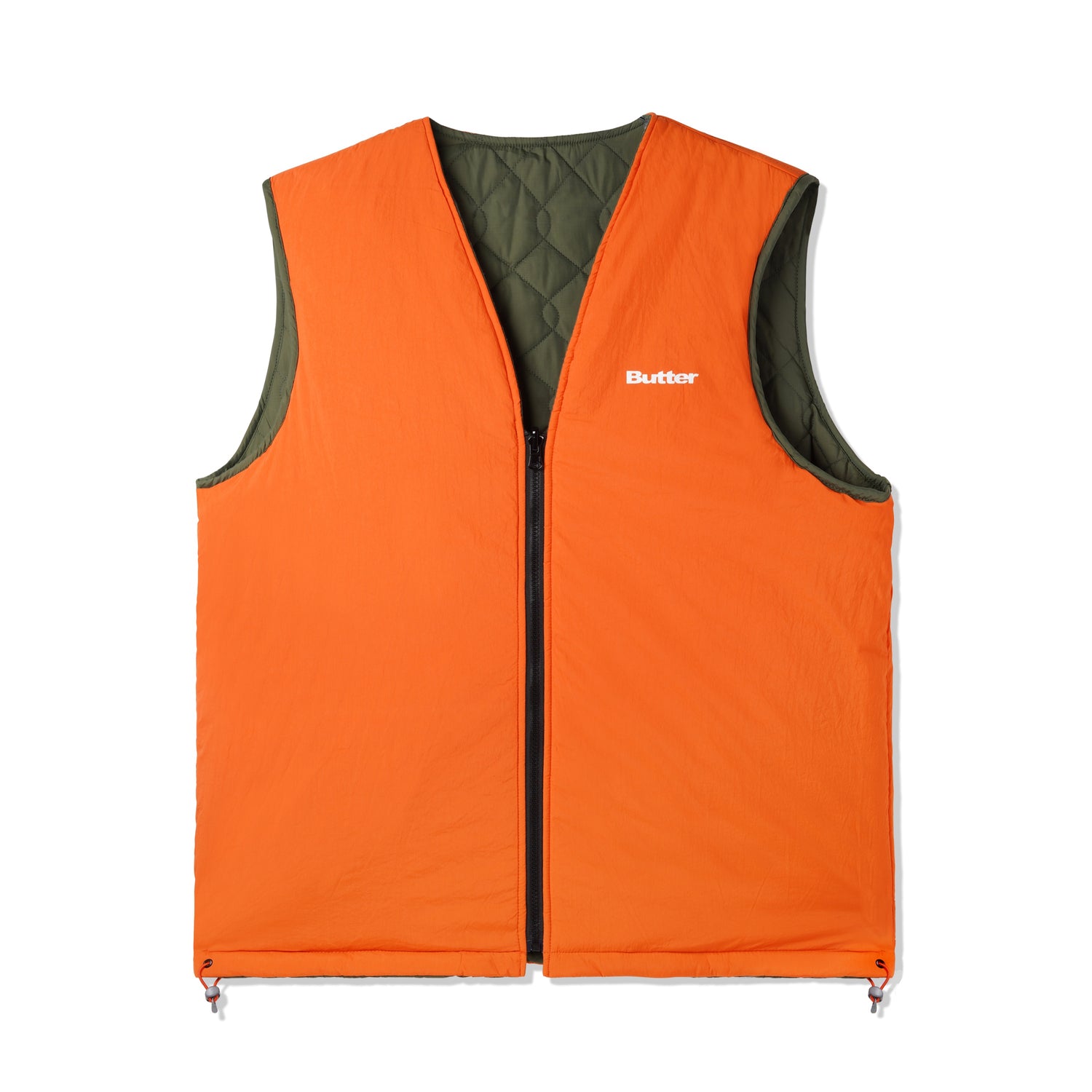 Chainlink Reversible Puffer Vest, Army / Orange – Lo-Fi