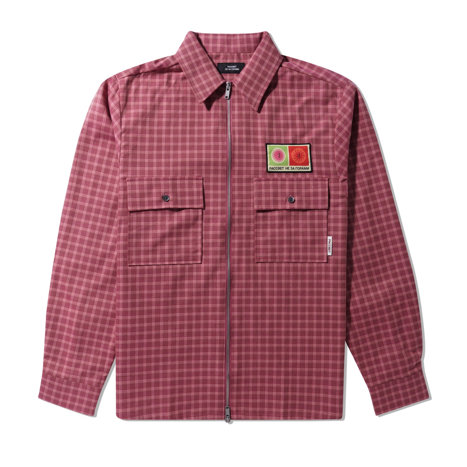 Woven Zip Patch Shirt, Light Pink