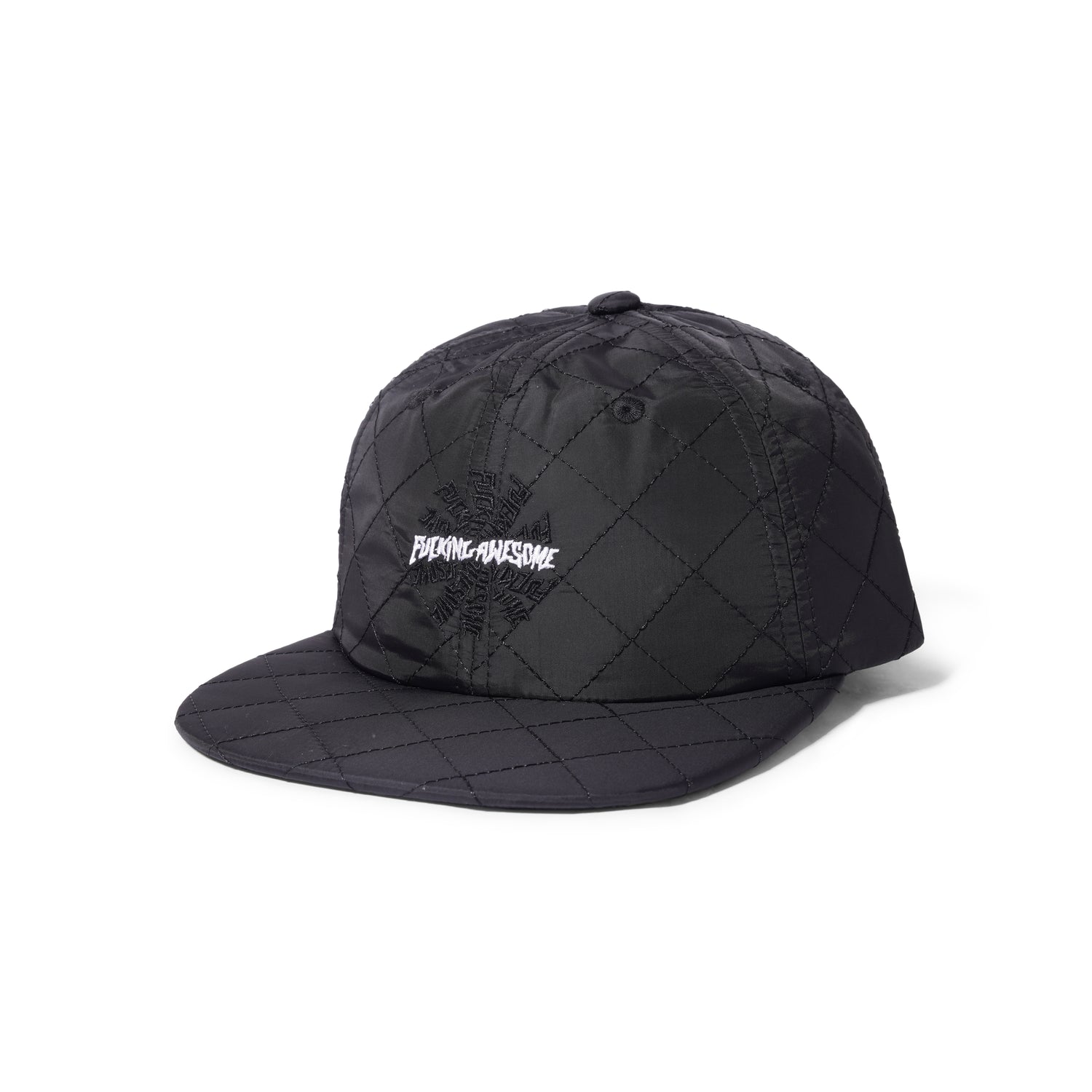 Quilted Spiral 6 Panel Hat, Black