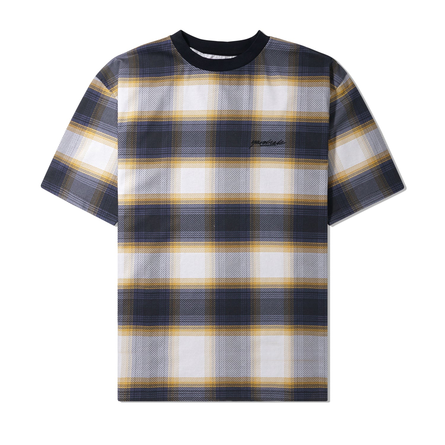 Shadow Plaid Tee, Black / Gold