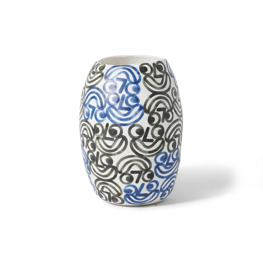 Large Smile Vase, Blue / Black