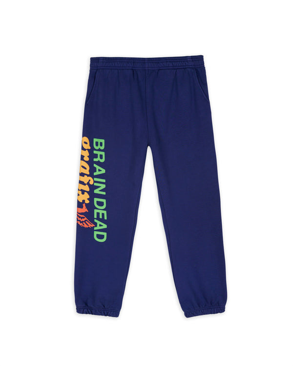 Brain Dead Graffix Sweatpants, Navy
