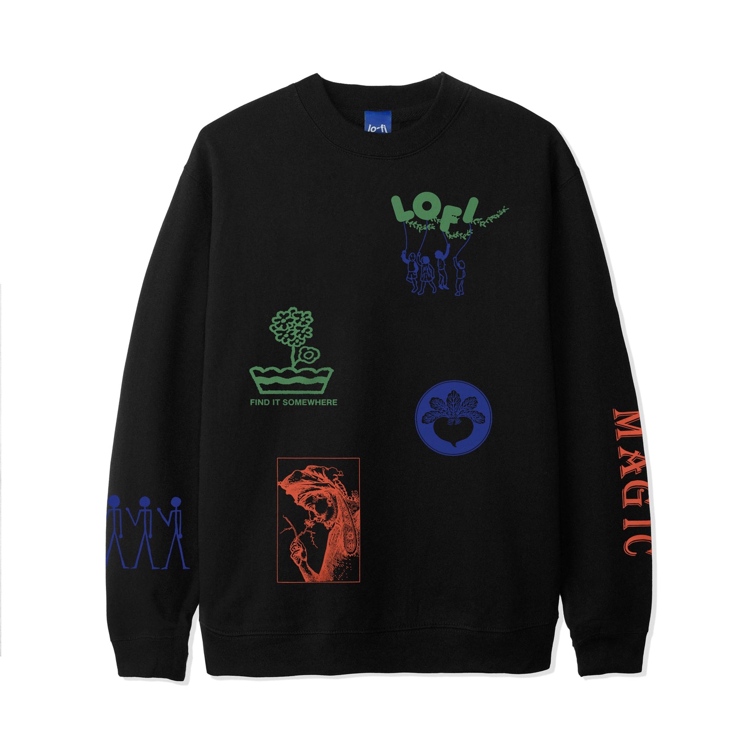 Mother Earth All Over Print Crewneck, Black
