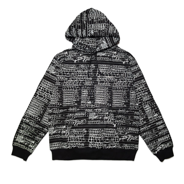 Hoddle Allover Chalkboard Logo Pullover, Black / White