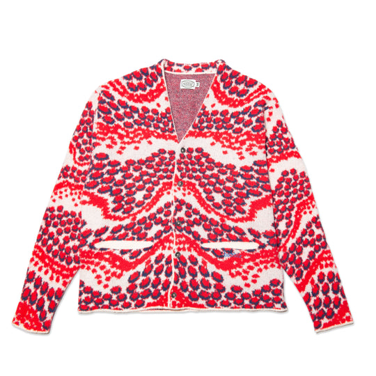 Perception Cardigan, Cream / Crimson / Blue