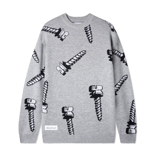 Screw Knit Sweater, Grey