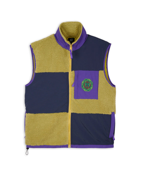 Panelled Field Vest, Navy / Lime
